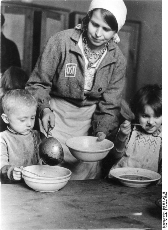 “Children’s care center in Eastern Worker camp.” Date: 1944 Author: Schwahn License: CC-BY-SA 3.0 Attribution: Bundesarchiv, Bild 183-J09198